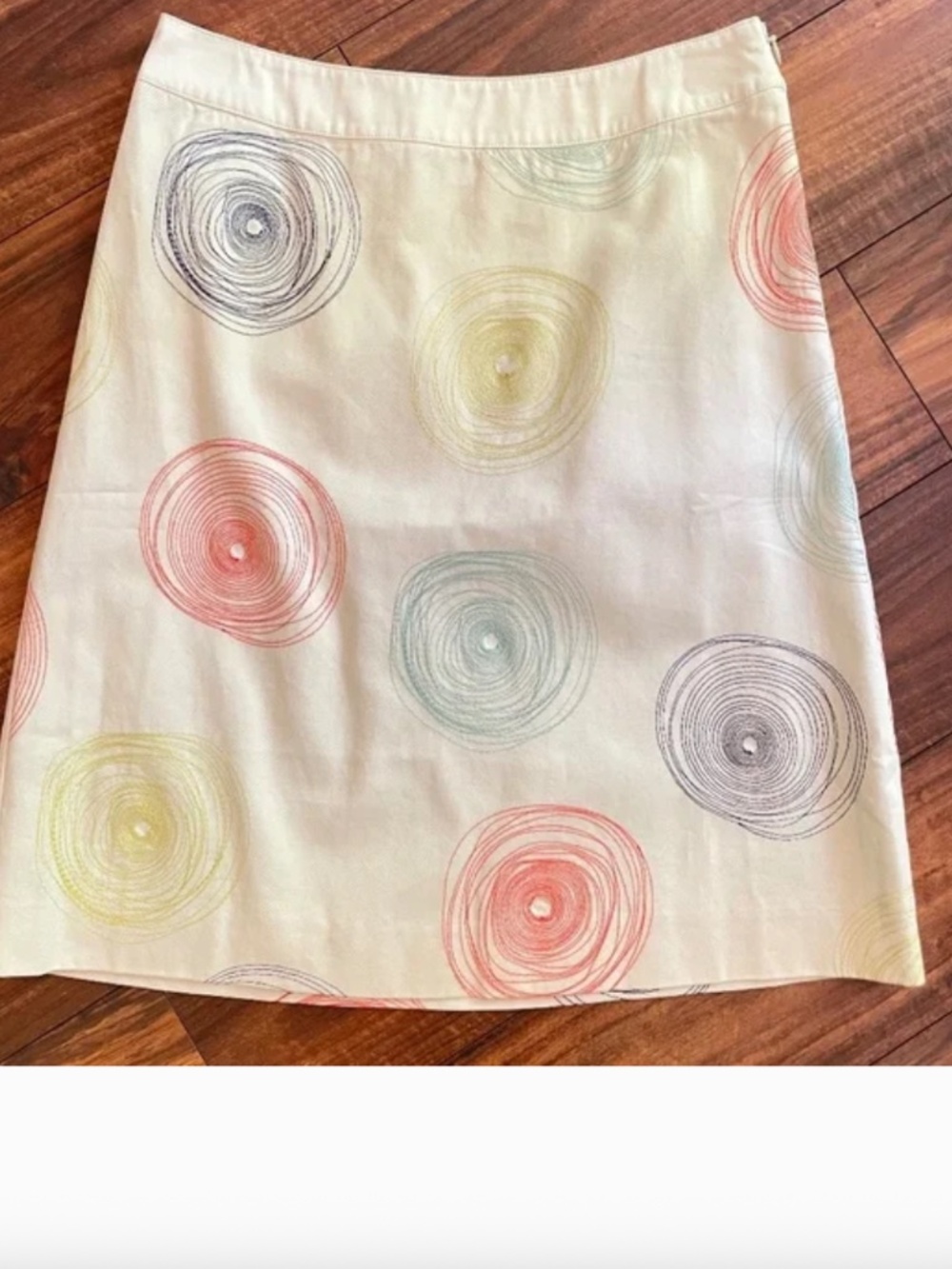 BODEN Embroidered Fun Skirt Cream A-Line 100% Cotton Skirt 2P